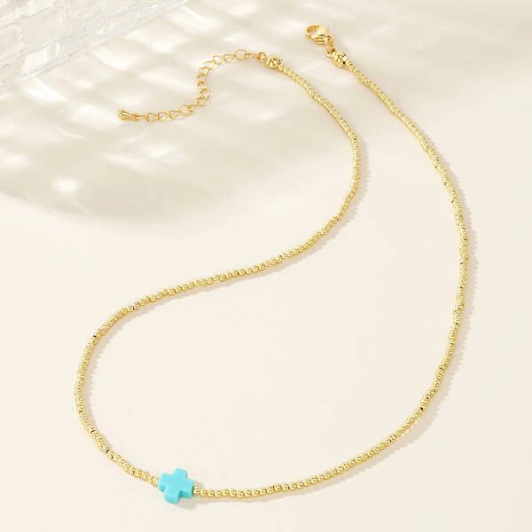 Real 18K Gold Plated 2mm Round Brass Beaded Necklaces