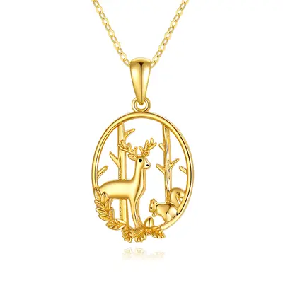 14K Gold Elk Pendant Necklace