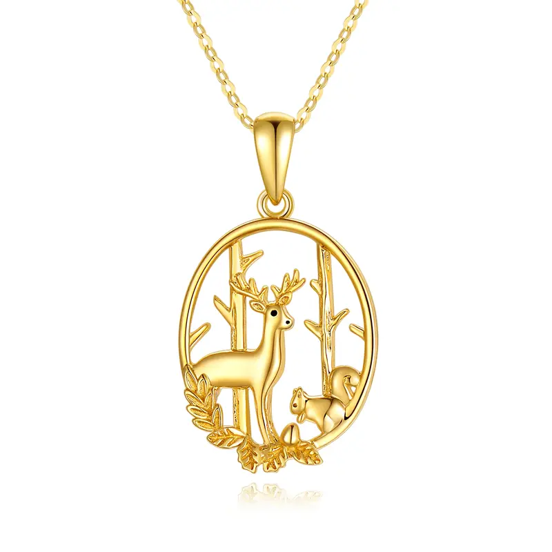 14K Gold Elk Pendant Necklace