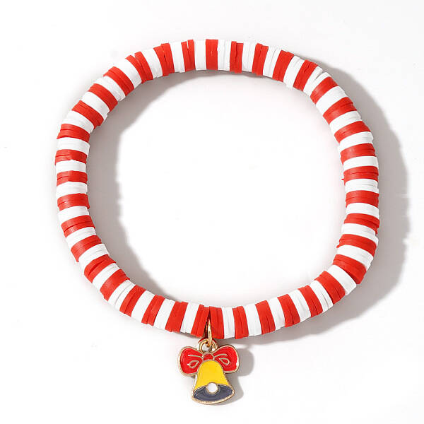 Elegant Christmas Handmade Polymer Clay Heishi Beaded Stretch Bracelets
