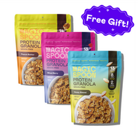 Magic Spoon Protein Granola - 3 Pack - Honey Almond, Peanut Butter, Mixed Berry - Breakfast Food Fruit Muesli