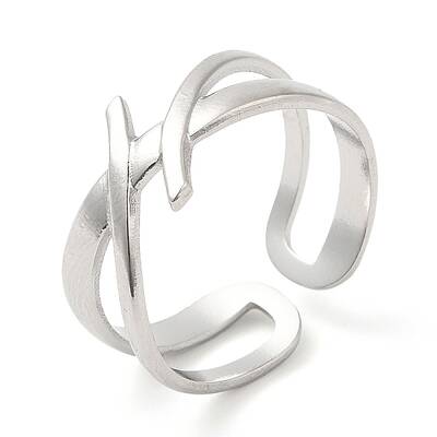 Non-Tarnish 304 Stainless Steel Hollow Open Cuff Ring for Women