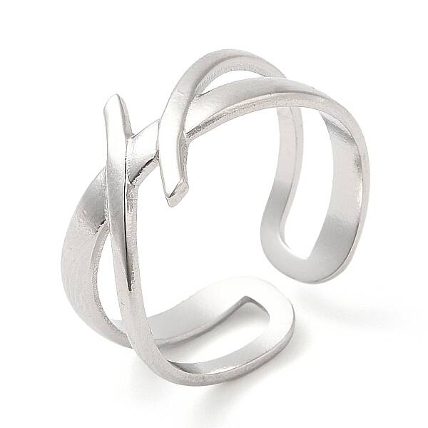 Non-Tarnish 304 Stainless Steel Hollow Open Cuff Ring for Women