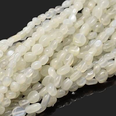 Natural White Moonstone Nuggets Beads Strands