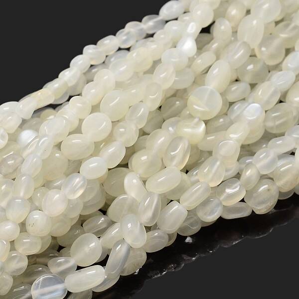Natural White Moonstone Nuggets Beads Strands