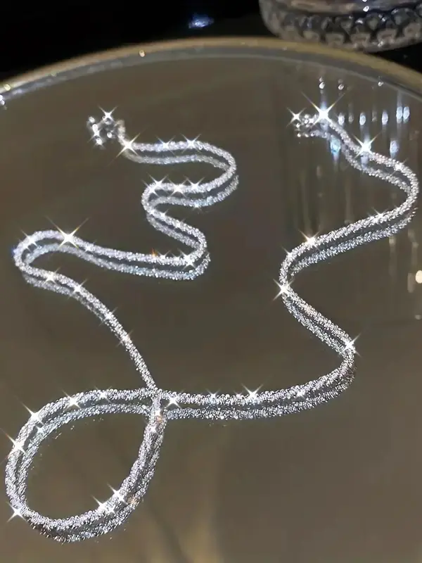 Sparkling Glittering Chain Necklace, Elegant Minimalist Women's Summer Accessories 2024 for Party, Daily, Back To School, Tre...