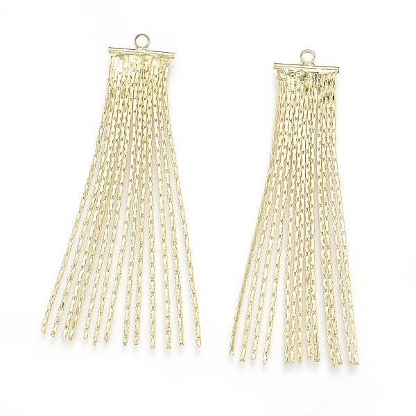 Brass Boston Link Chain Tassel Pendants