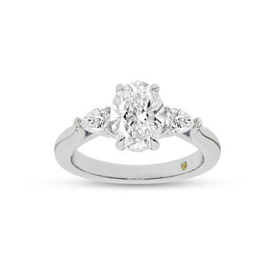 Bruges Three Stone Oval Lab Grown Diamond Engagement Ring | 14K White Gold 2 1/2 CT. TW.