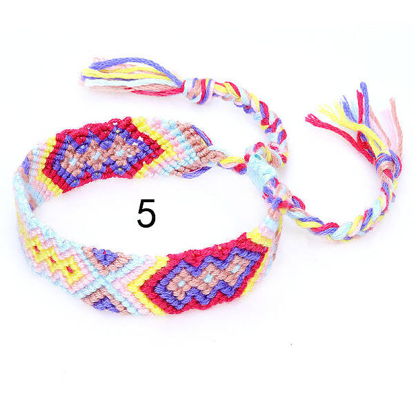 Cotton Braided Rhombus Pattern Cord Bracelet