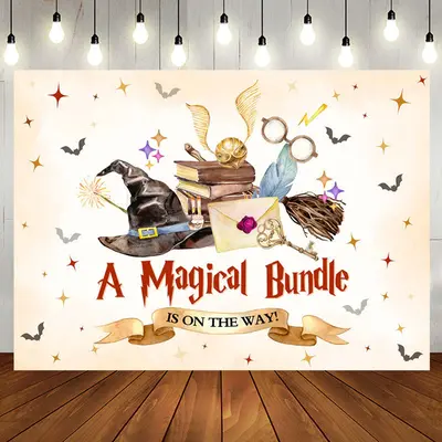 Magical Bundle Theme Cartoon Baby Shower Backdrop - Aperturee