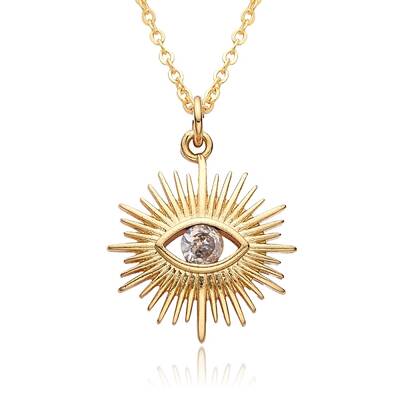 Brass Micro Pave Clear Cubic Zirconia Pendants Necklaces for Women