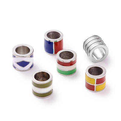 304 Stainless Steel Enamel European Beads