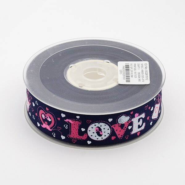 Valentine's Day Word Love Printed Polyester Grosgrain Ribbons for Gift Packaging