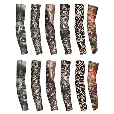 6/12PCS Set Tattoo Arm Sleeves,Summer Sun Protection Outdoor Sports Arm Sleeves