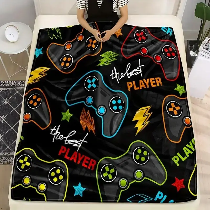 Game Console Print Flannel Heated Blanket, 1 Count Soft Warm Throw Blanket for Bedroom Living Room Sofa