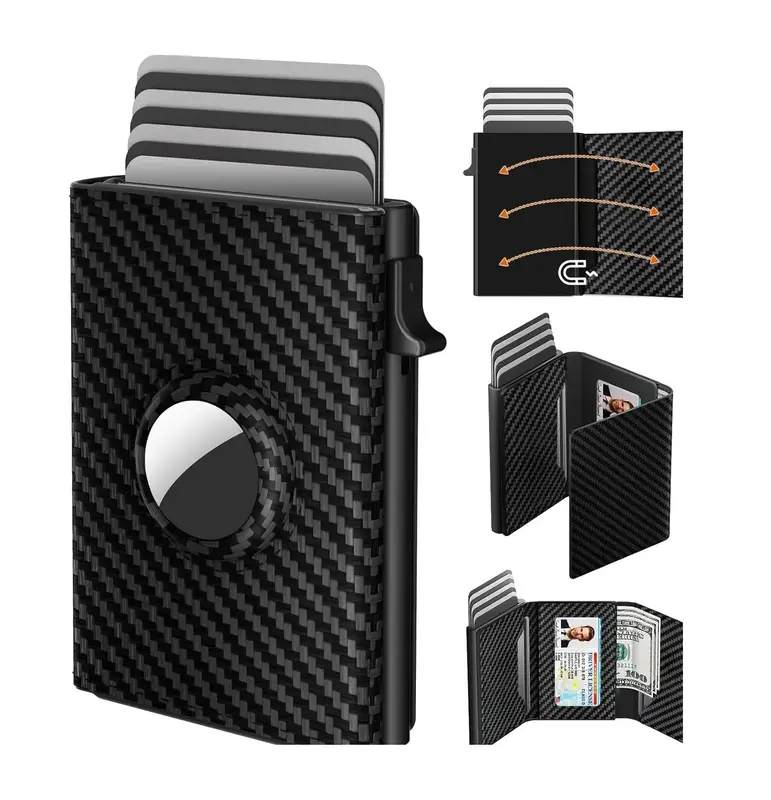 Mens Smart Wallet Card Holder,RFID Blocking, Slim, Minimalist - 9-14 Card Capacity with ID Window and Cash Slot