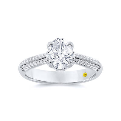 Uzma Knife Edge Hidden Halo Oval Lab Grown Diamond Engagement Ring | 10K White Gold 1 3/4 CT. TW.