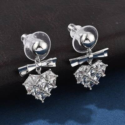 Brass Clear Cubic Zirconia Stud Earrings
