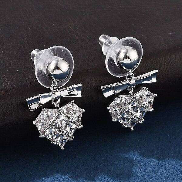 Brass Clear Cubic Zirconia Stud Earrings