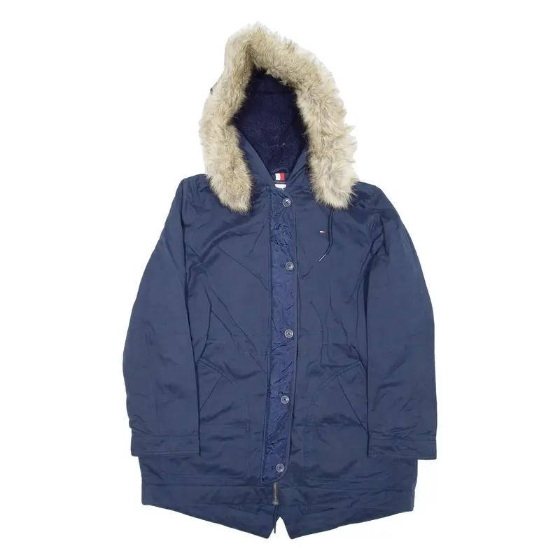 TOMMY HILFIGER Womens Jacket Blue Hooded L