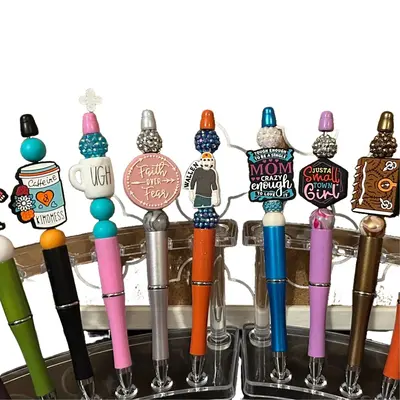 Hand Crafted Beaded Pens - Live Pick with Black Ink for Office Writing - New Condition with Unique Design