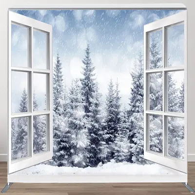Aperturee Snow Outside The Window Fabric Backdrop Cover for Winter - Aperturee