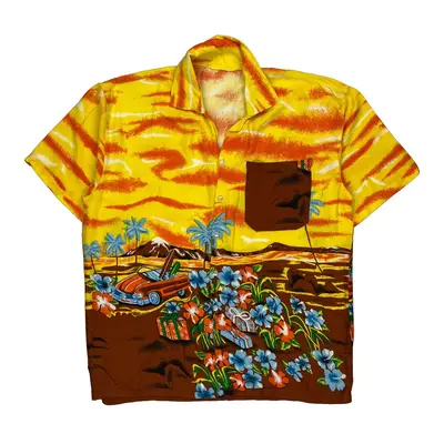 Unbranded Hawaiian Shirt - Large Yellow Viscose Blend