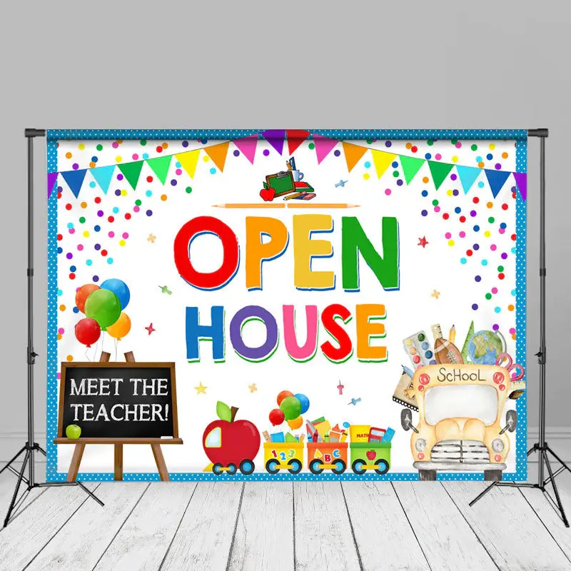 Open House Colorful Dots Back To School Photo Backdrop - Aperturee