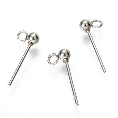 Non-Tarnish Original Color 304 Stainless Steel Ball Post Stud Earring Findings
