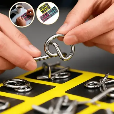 Metal Wire Brain Teaser Puzzles Ring Toy Set Puzzle Pieces Game Solution Interlock Metal Wire Puzzle Solving