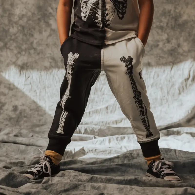 Relaxed Fit Joggers - 'Skelly' - Black & White