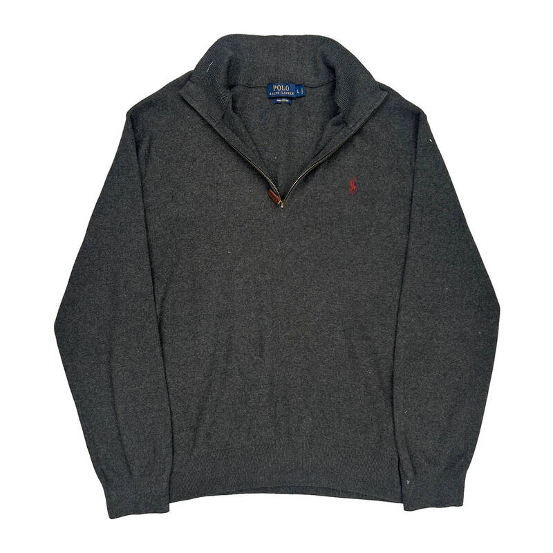 Polo By Ralph Lauren 1/4 Zip - Large Grey Cotton