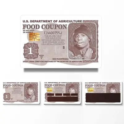 Food Coupon Card Pattern Credit Card Sticker, 4 Counts Ultra-thin Waterproof Scratch Resistant Sticker, Personalized Bank Car...