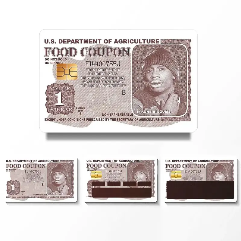 Food Coupon Card Pattern Credit Card Sticker, 4 Counts Ultra-thin Waterproof Scratch Resistant Sticker, Personalized Bank Car...