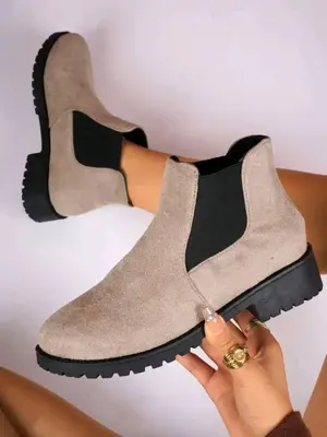 Women's Fashionable Solid Color Ankle Boots, Casual Comfortable Round Toe Boots for Daily Wear, Female All-match Trendy Shoes...