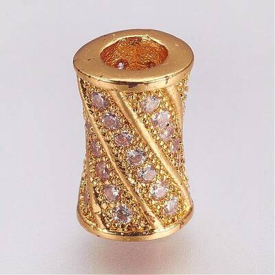 Brass Micro Pave Cubic Zirconia Beads