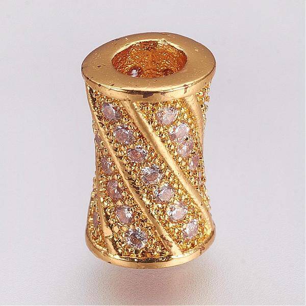Brass Micro Pave Cubic Zirconia Beads