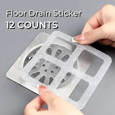 12 Counts Floor Drain Strainer Cover, Portable Drain Filter Screen for Hair Stopper,Sewer Hair Blocking Sticker,Disposable Ha...