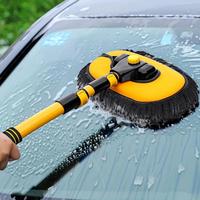 A car wash brush with a long handle, ultra-fine fiber car wash mop with replaceable Schneider brush head, soft cleaning brush...