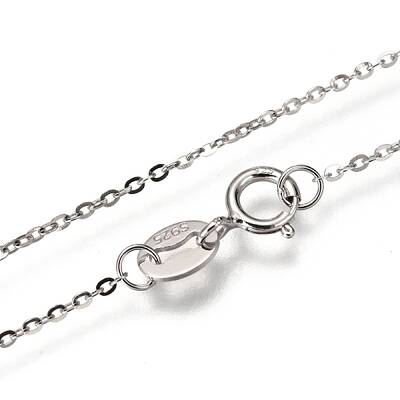 Anti-Tarnish Rhodium Plated 925 Sterling Silver Cable Chain Necklaces