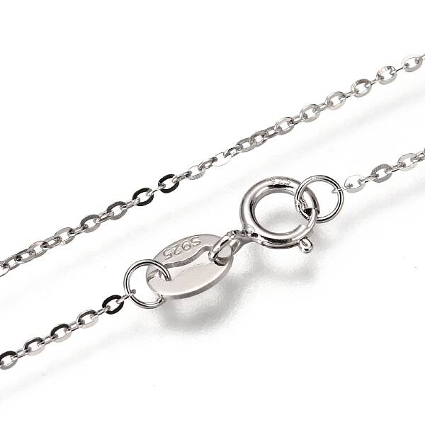 Anti-Tarnish Rhodium Plated 925 Sterling Silver Cable Chain Necklaces