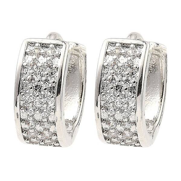 Brass with Cubic Zirconia Thick Hoop Earrings