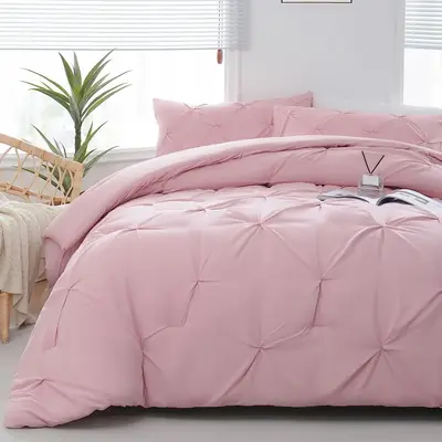 ăBack to SchoolăDOWNCOOL 3PCS Pintuck Light Weight Comforter Set (2 pcs for Twin size) - Pinch Pleat Bedding Comforter Se...