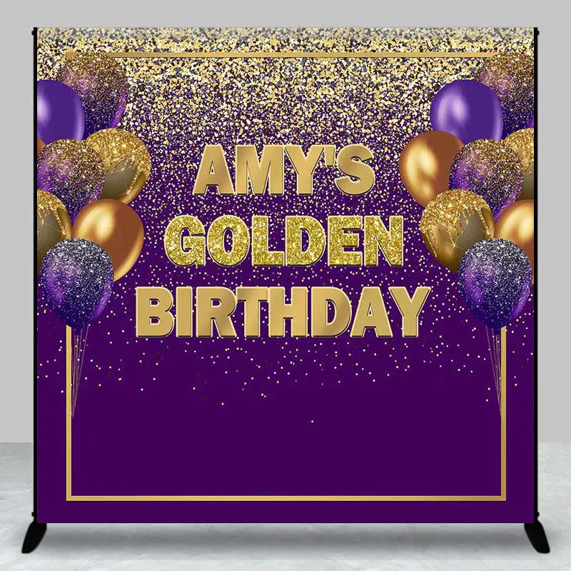 Golden Birthday Purple Custom Party Backdrop For Woman