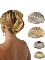 Shell Shaped Metal Hair Wavy Claw, Fashionable Hair Accessories for Women & Girls, Cute Hairwear for Daily Used