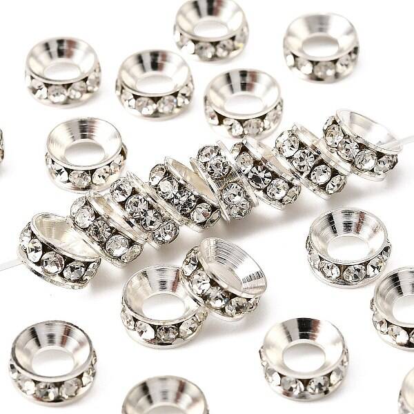 Brass Rhinestone Spacer Beads