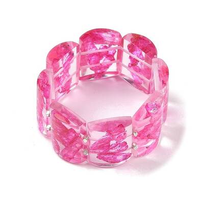 Epoxy Resin Dyed Natural Imperial Jasper Domino Beaded Stretch Bracelets for Women