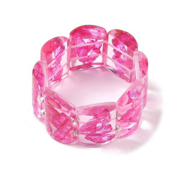 Epoxy Resin Dyed Natural Imperial Jasper Domino Beaded Stretch Bracelets for Women