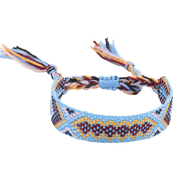Polyester-cotton Braided Rhombus Pattern Cord Bracelet