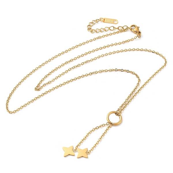PVD Vacuum Plating 304 Stainless Steel Star Pendant Lariat Necklaces